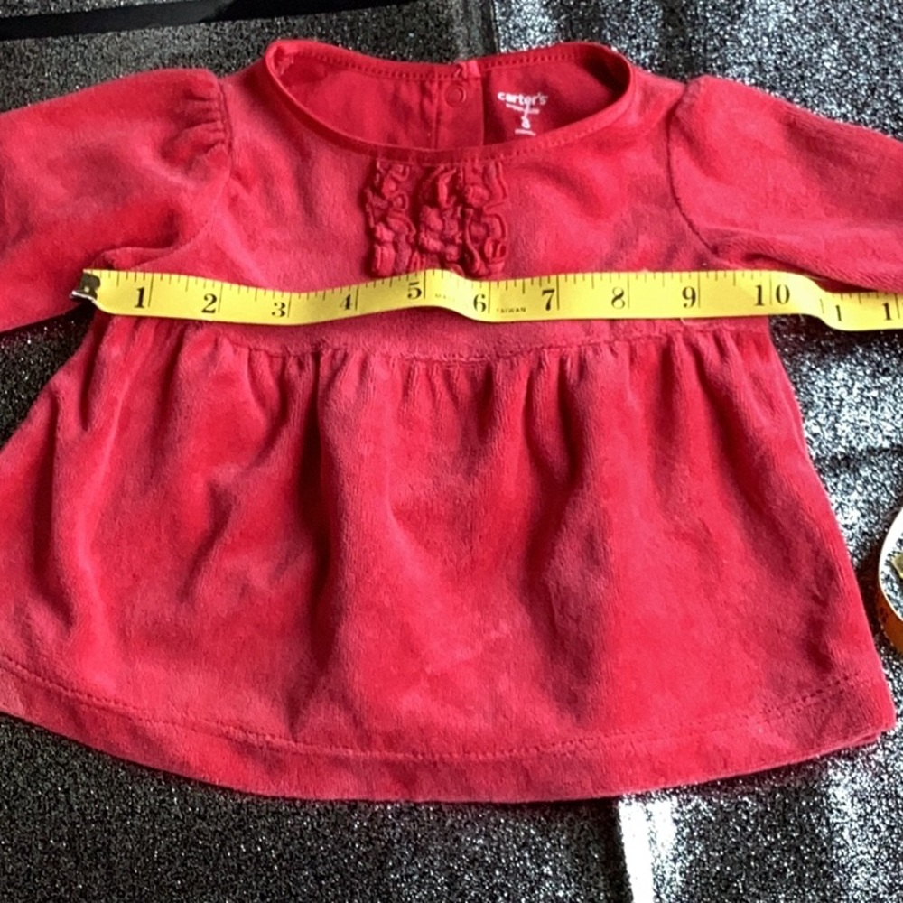Vintage Tunic Velour Top Red Carter's Size 3 Months VNPLVC